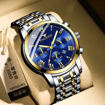 FNGEEN Абсолютно нови Луксозни модни аналогови военни спортни мъжки кварцов часовник с каишка от неръждаема стомана, мъжки часовник Relogio Masculino