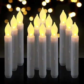 12 бр. електронни led свещи Беспламенный жълта мигаща декоративна лампа за сватба, рожден ден, Коледно парти аксесоари