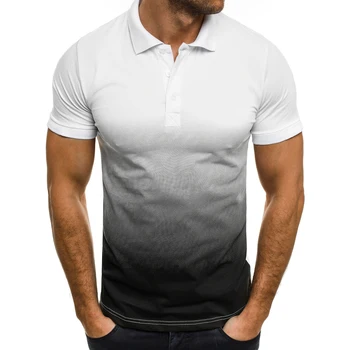Мъжки градиент ежедневни поло риза с къси ръкави, пролетно-лятна спортна тънка тениска с отложным яка, мъжки армията hoody, пуловер на открито