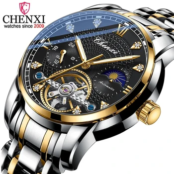 2023 Chenxi висок клас на Марката Бизнес Мъжки Автоматично Механични Часовници с Турбийоном Луксозни Водоустойчив Мъжки Часовник Moon Reloj Hombre