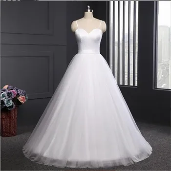 Прости сватбени рокли с тънки спагети презрамки, бяло женско Vestido De Новия, висококачествено луксозно сватбена рокля