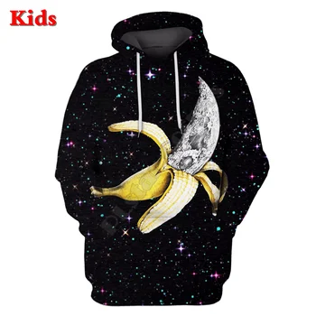 Златен Банан Космическа Галактика, Блузи, тениски С 3D Принтом Детска Hoody С Дълъг Ръкав За Момчета и Момичета Забавен Пуловер 05