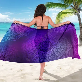 Лилаво саронг с преговарящите, кърпа с 3D принтом, лятна плажна кърпа впечатлява със своя бохемски стил за морски курорт