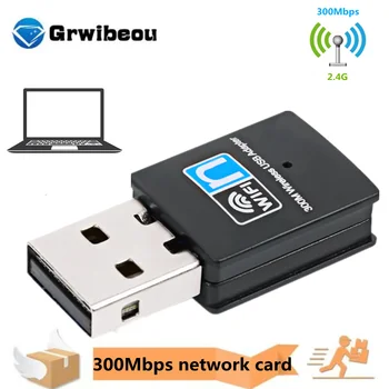GRWIBEOU Мини Безжичен USB Wifi Адаптер 802.11 N 300 Mbit/с USB2.0 Приемник Ключ Мрежова Карта За Настолен Лаптоп Windows MAC