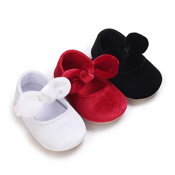 Обувки на принцесата за новородени момичета 0-18 м, мека нескользящая подметка с лък, обувки за първите разходки, обувки за деца